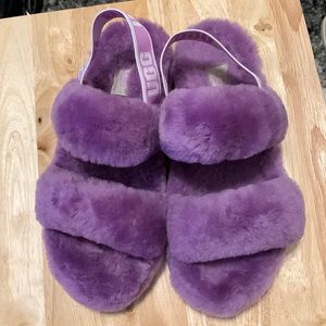 UGG Oh Yeah Fur slides size 7. Lilac bloom